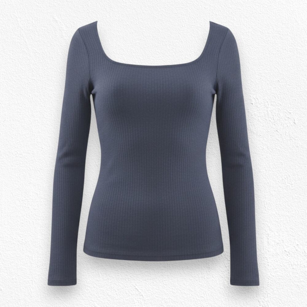 Intimately Free People Black Seam Detail Ribbed Long Sleeve Top Size Medium
